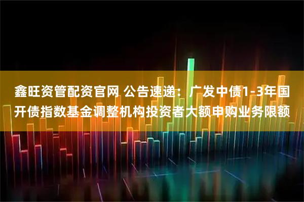 鑫旺资管配资官网 公告速递：广发中债1-3年国开债指数基金调整机构投资者大额申购业务限额