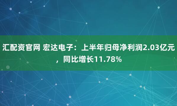 汇配资官网 宏达电子：上半年归母净利润2.03亿元，同比增长11.78%